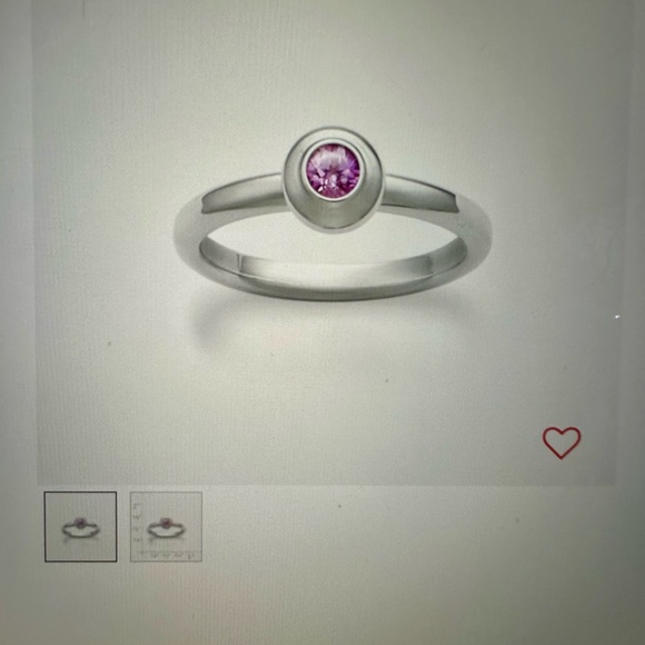 JAMES AVERY remembrance ring, pink sapphire (October) birthstone sz 7 - Picture 5 of 6